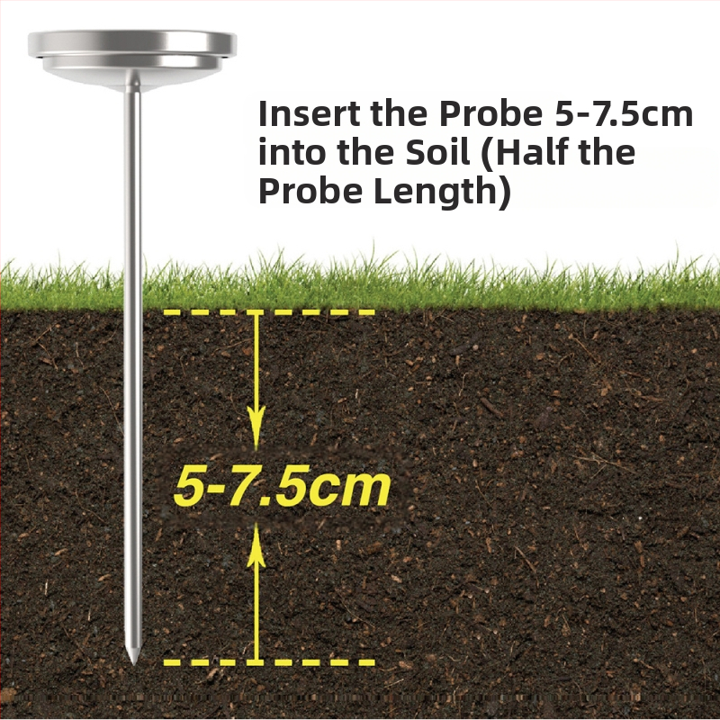 Почвен термометър от неръждаема стомана за градина, водоустойчив, без батерия, диапазон 0–30°C, резолюция 2.5°C, Kaitai KT