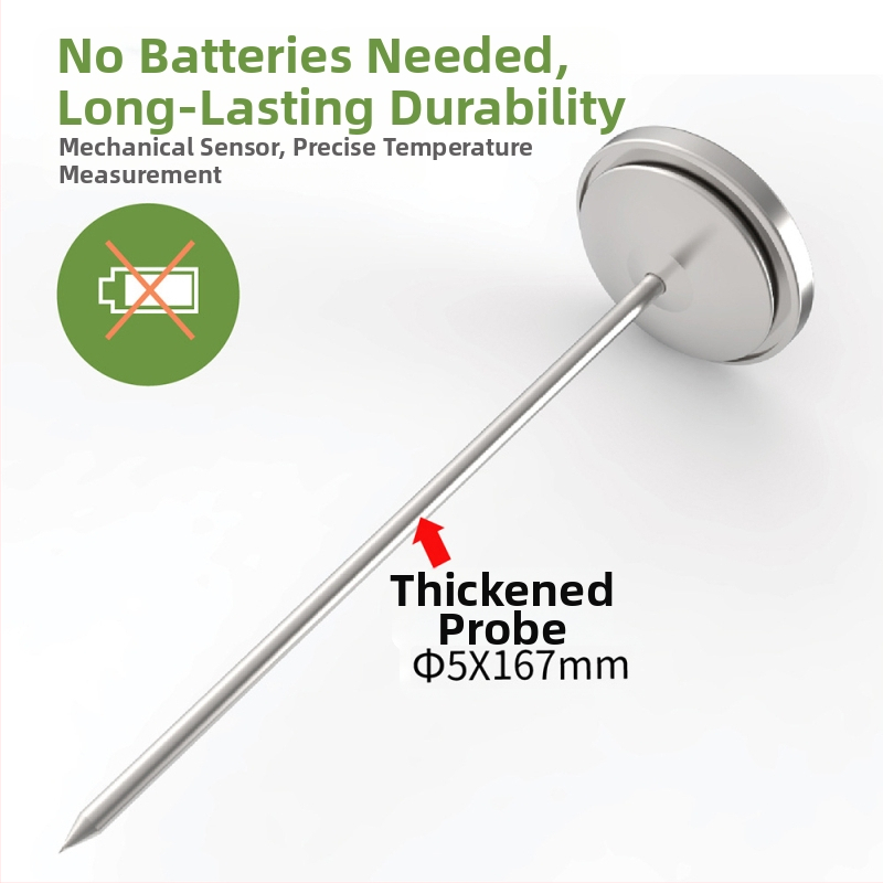 Почвен термометър от неръждаема стомана за градина, водоустойчив, без батерия, диапазон 0–30°C, резолюция 2.5°C, Kaitai KT