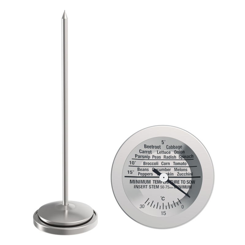 Termometru de sol din oțel inoxidabil pentru grădină, impermeabil, fără baterie, 0–30°C, rezoluție 2.5°C, Kaitai KT