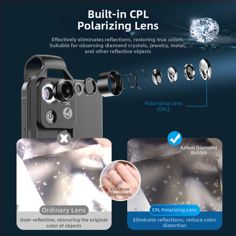 APEXEL ms002 Микроскоп за мобилен телефон с 200x увеличение, LED осветление, CPL леща, HD преносима камера за Apple iPhone