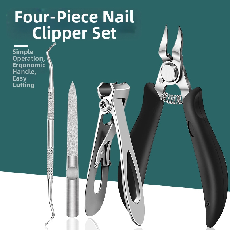 Nerūdijančio plieno nagų kirpimo rinkinys, 4 dalys, nešiojamas, namų manikiūro įrankiai