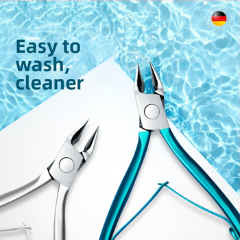 Nerūdijančio plieno pedikiūro nagų žnyplės su įlankta burna ir smailiu galu, skirtos įaugusiems nagams ir mirusios odos šalinimui, nešiojamas plokščio dizaino