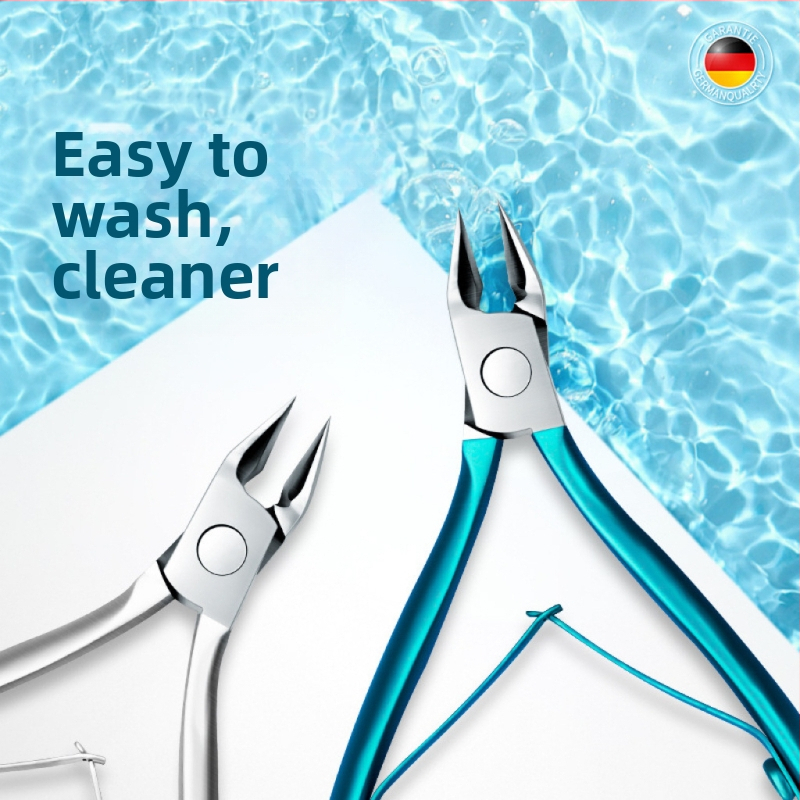 Педикюрни клещи за нокти от неръждаема стомана със наклонена уста и остър връх за вкоренени нокти и премахване на мъртва кожа, преносим плосък дизайн