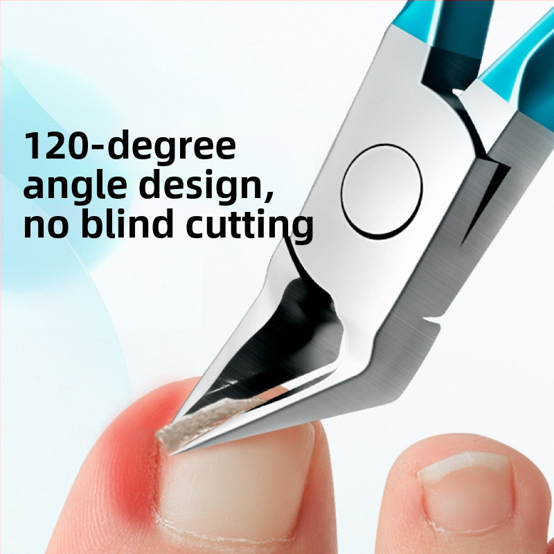 Педикюрни клещи за нокти от неръждаема стомана със наклонена уста и остър връх за вкоренени нокти и премахване на мъртва кожа, преносим плосък дизайн