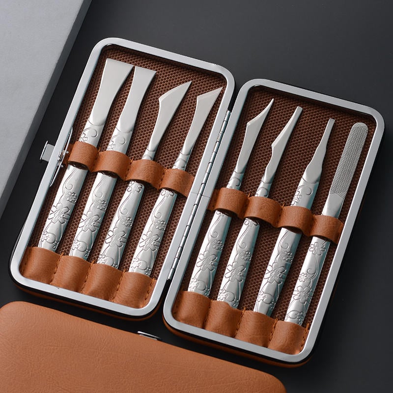 Σετ περιποίησης ποδιών με μαχαίρί ποδιών – 8 τεμάχια, επαγγελματικό εργαλείο αφαίρεσης νεκρού δέρματος και ξύστρα, OEM Sharp Stone