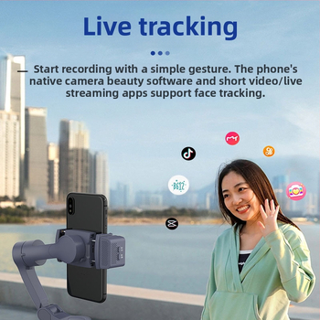 Trīsass stabilizators ar AI sejas sekošanu, apgaismojums, Bluetooth savienojums un selfie statīvs VLOG nolūkam
