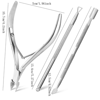 D501 3 dalių profesionalus manikiūro rinkinys iš nerūdijančio plieno, nešiojamas namų naudojimui: nagų žirklės, odelių pincetas, nagų peilis