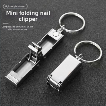 Nagų kirpimo žnyplutė – mini sulankstoma, nešiojama, iš nerūdijančio plieno, plokščia burna