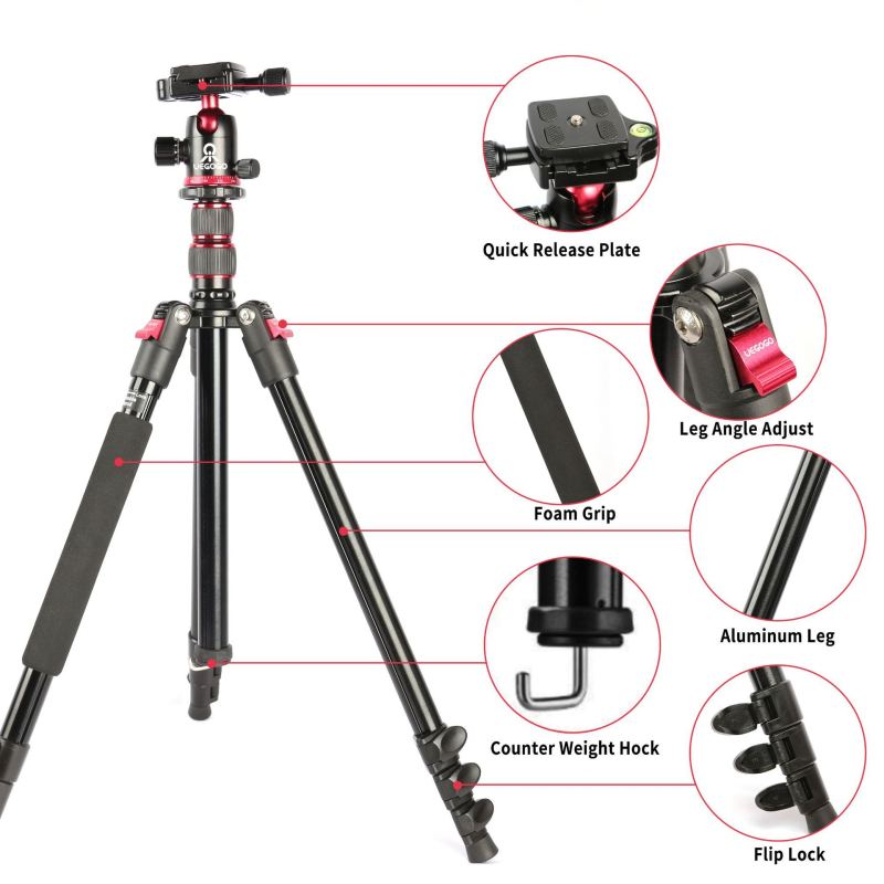 Τρίποδο C11 για κινητό/κάμερα με σφαιρική κεφαλή παν-tilt; από αλουμίνιο κράμα; μεταφορική ικανότητα 11–15 kg; ύψος έως 196 cm; βάρος 1,7 kg; περιλαμβάνει βάση γρήγορης απελευθέρωσης