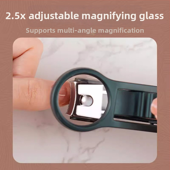 Jiayi nagų žnyplės su didinamuoju lęšiu — plastikas ir nerūdijantis plienas, plokščias burnos atidarymas, namų naudojimui