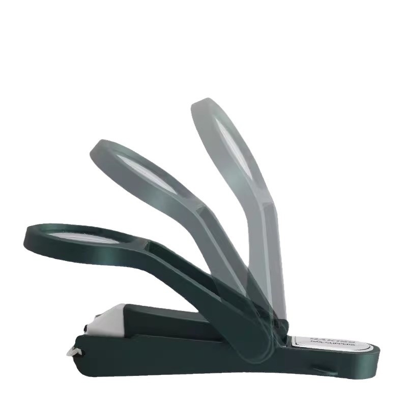 Jiayi nagų žnyplės su didinamuoju lęšiu — plastikas ir nerūdijantis plienas, plokščias burnos atidarymas, namų naudojimui