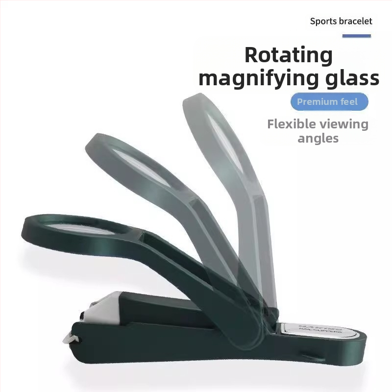 Jiayi nagų žnyplės su didinamuoju lęšiu — plastikas ir nerūdijantis plienas, plokščias burnos atidarymas, namų naudojimui