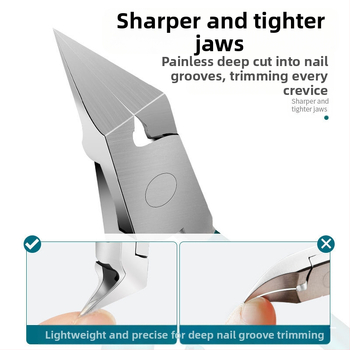 Nerūdijančio plieno kampuotų burnų žnyplės nagų įduboje, pedikiūro įrankis kojų nagų priežiūrai, mirusios odos ir odos plėvelių pašalinimas