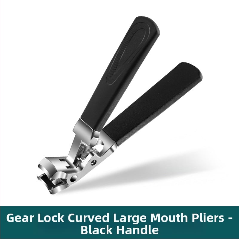 Nagų kirpimo žirklės su lenktu dizainu ir ilga rankena – didelis atidarymas, plokščias burnos kampas, nešiojamas namų įrankis; medžiaga: plastikas + nerūdijantis plienas