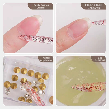 Εργαλείο νυχιών με κρυστάλλινο ράβδο — διπλό κεφάλι για αφαίρεση νεκρού δέρματος, ανάγλυφο και τρύπημα κουκκίδων, πολυλειτουργικό αξεσουάρ νυχιών