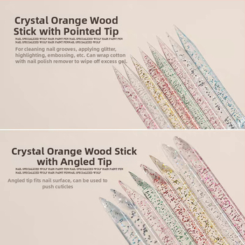 Εργαλείο νυχιών με κρυστάλλινο ράβδο — διπλό κεφάλι για αφαίρεση νεκρού δέρματος, ανάγλυφο και τρύπημα κουκκίδων, πολυλειτουργικό αξεσουάρ νυχιών