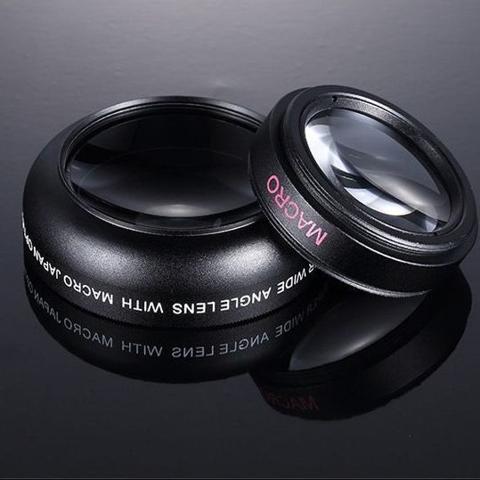 Telefono objektyvas 0.45x plataus kampo, 15x makro, 2-in-1, HD nuotraukos, universalus suderinamumas