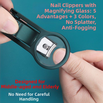 Yuhua nagų žirklės su didinamuoju lęšiu, universaliam naudojimui, plastikas + nerūdijantis plienas, apsauga nuo purslų, daugiafunkcinės