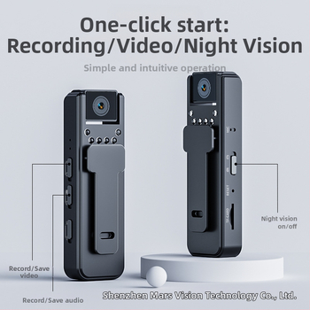 A8 HD υπέρυθρη κάμερα νυχτερινής όρασης για επιβολή του νόμου, με κλιπ τοποθέτησης, καταγραφή συνεδριάσεων, 1 MP, TF κάρτα αποθήκευσης, 6 ώρες μπαταρία, ABS σώμα