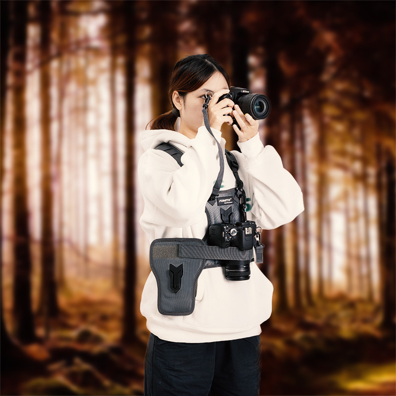 FOMITO MQ-MSP01 Dviejų kamerų DSLR dirželis – Nailonas/Medvilnė, maksimali apkrova 4 kg, suderinamas su visomis SLR kameromis