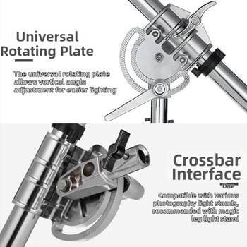 Zhijie κορυφαίο πλαίσιο φωτιστικού στούντιο, κράμα μαγνησίου, 35 mm οριζόντια ράβδος, γωνιακός βραχίονας στήριξης, βάρος 4.24