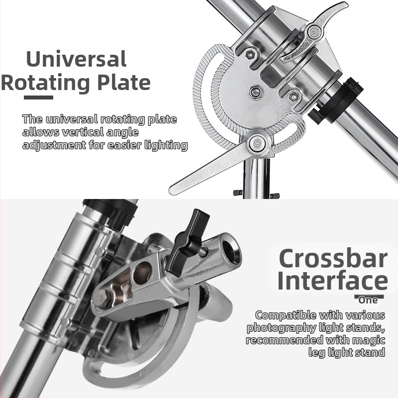 Zhijie студийна горна рамка за светлина, магнезиева сплав, 35 мм напречен лост, наклонен държач, тегло 4.24