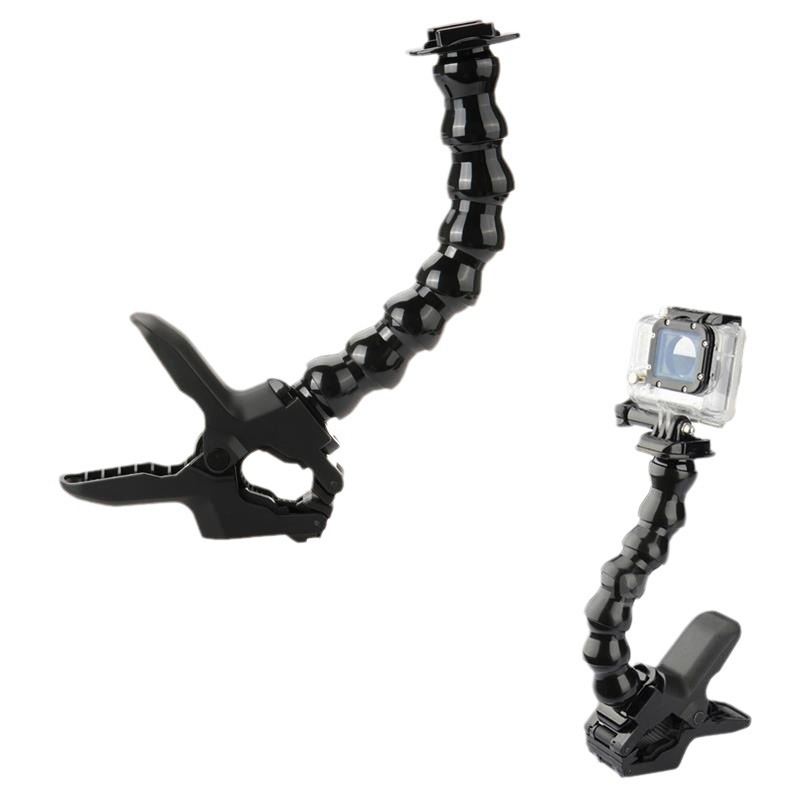 8-segmentų lankstomo kaklo žnyplė GoPro ir panašioms kameroms; Suderinama su GoPro 4–10 ir GoPro MAX; Plastmasinis korpusas; Svoris 130 g; Gyvas vaizdas, Kamera fiksavimas, Smūgio absorbcija