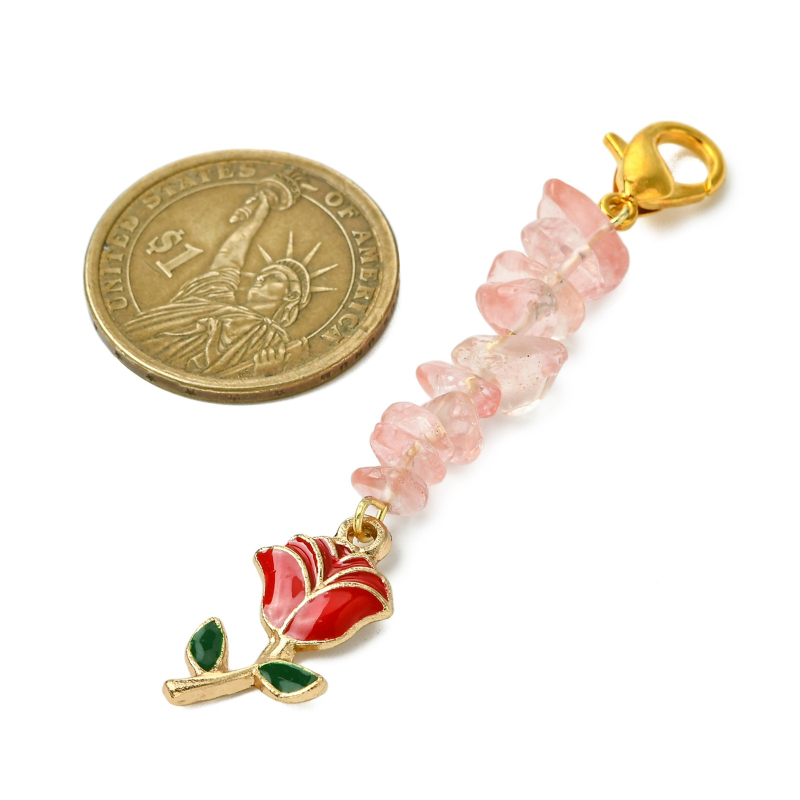 Ключодържател висулка с мъниета от сплав, ръчна изработка, рисунка растения и цветя, сладък и свеж стил - Зимна колекция 2024