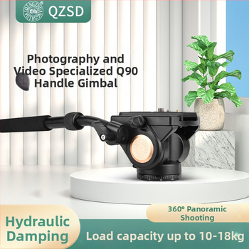 DSLR hidraulikus gimbal tripod Q90 madárfotózás és telefotózás számára, kamera fogantyúval 3/8-1/4 csatlakozás • alumínium ötvözet • 360° vízszintes forgás • 90° függőleges forgás • tömeg 0,99 kg