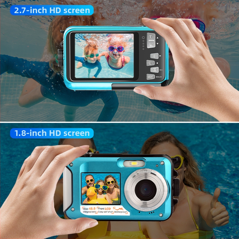 WP06 Подводна дигитална камера, 48MP, двойен LCD (1.8/2.7 inch), ABS корпус, TF карта за съхранение, автономност 3 часа