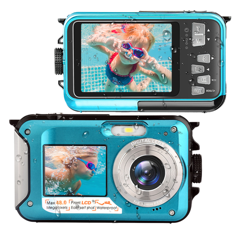 WP06 Cameră foto subacvatică digitală, 48MP, ecran LCD dual (1.8/2.7 inch), corp ABS, stocare pe card TF, baterie 3 ore