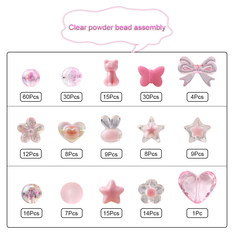 Akril szabad gyöngy készlet – Rajzfilmnyuszi téma DIY nyaklánc és karkötőhöz (Anyag: Akril; Típus: Szabad gyöngyök; Szezon: Nyár 2022)