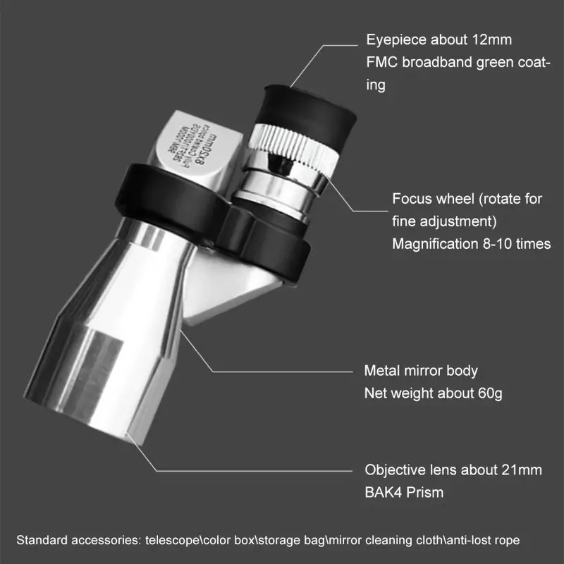 Μονοκόρυνο τηλεσκόπιο με ρυθμιζόμενο εστιασμό, HD εικόνα, νυχτερινή όραση σε συνθήκες χαμηλού φωτισμού, φυσική παρατήρηση