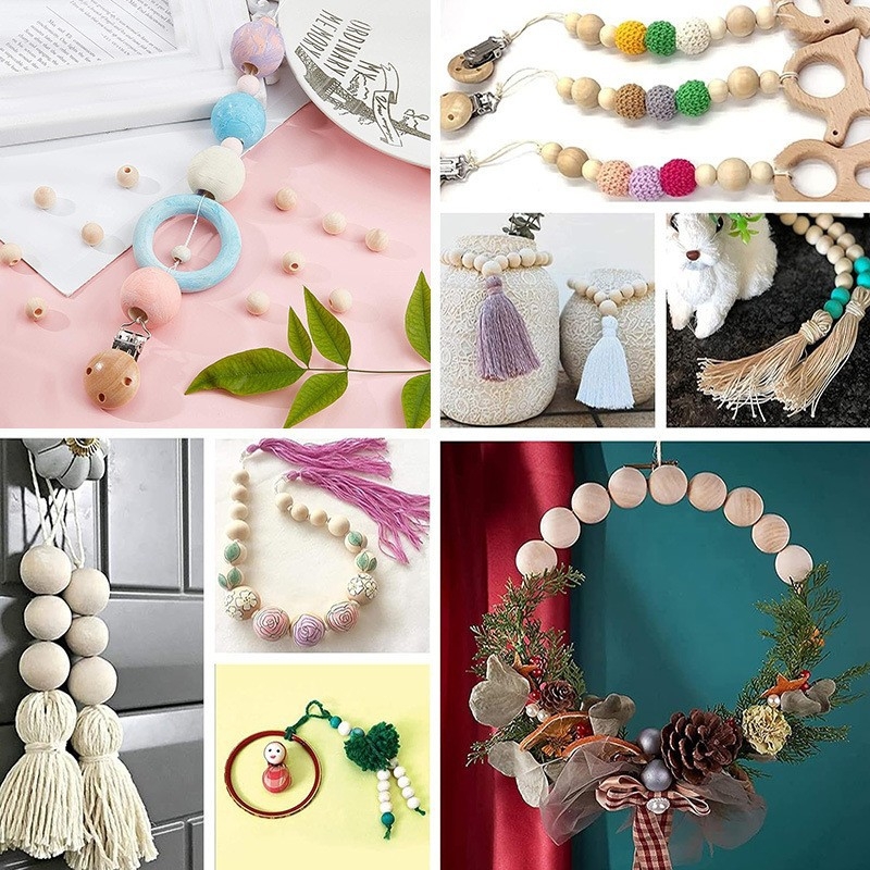 DIY fa gyöngyök ékszerekhez — anyag: fa; felületkezelés: polírozás; minta: totem; stílus: minimalist; márka: Star maple.