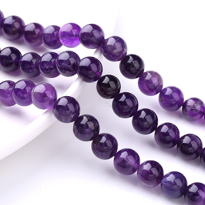 Természetes ametiszt szabad gyöngyök – elektroplakált, kerek gyöngyök, Tidal Wind stílus – Qi Xing
