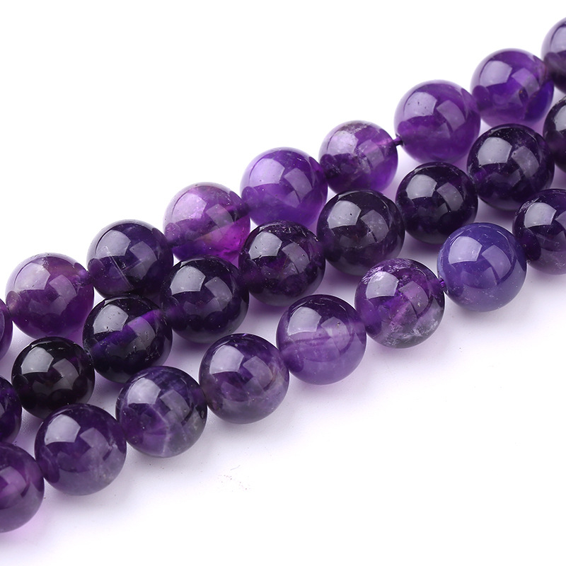 Természetes ametiszt szabad gyöngyök – elektroplakált, kerek gyöngyök, Tidal Wind stílus – Qi Xing
