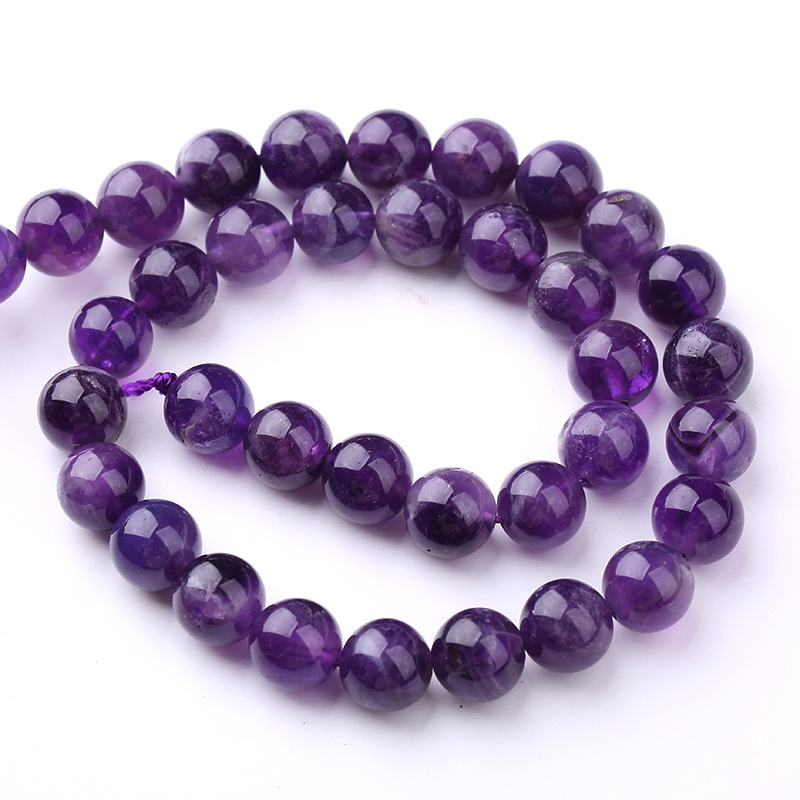 Természetes ametiszt szabad gyöngyök – elektroplakált, kerek gyöngyök, Tidal Wind stílus – Qi Xing