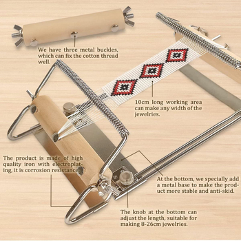 Nauja reguliuojama karoliukų mezgimo mašina apyrankėms — nerūdijančio plieno, paprastas rėmas, privatus ženklas