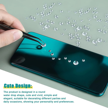 Nail art naljepnice - Akrilne prozirne kapljične perle, plosno polukružne, uzorak vodene kapljice, serija Tinker Bell – Čudesna vila