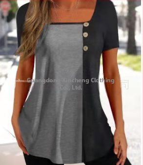 Τ‑shirt από Milk Silk, πολυεστέρας 90–95%, χαλαρός στυλ πουλόβερ, κοντά μανίκια, τετράγωνη λαιμόκοψη