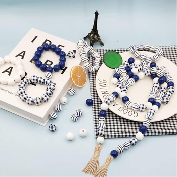 Ξύλινες χάντρες για DIY κατασκευές – σχέδιο χιονονιφάδας, στρογγυλές, επεξεργασία εκτύπωσης, προέλευση: Jinhua, άνοιξη 2023