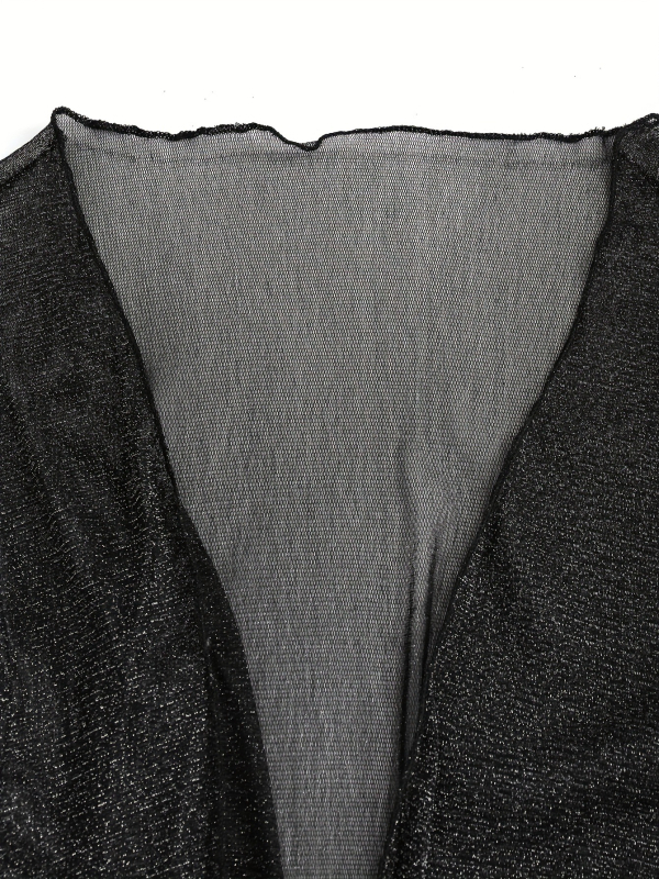 Cardigan subțire scurt pentru femei – transparent, fără guler, mâneci trei sferturi, poliester 95%+