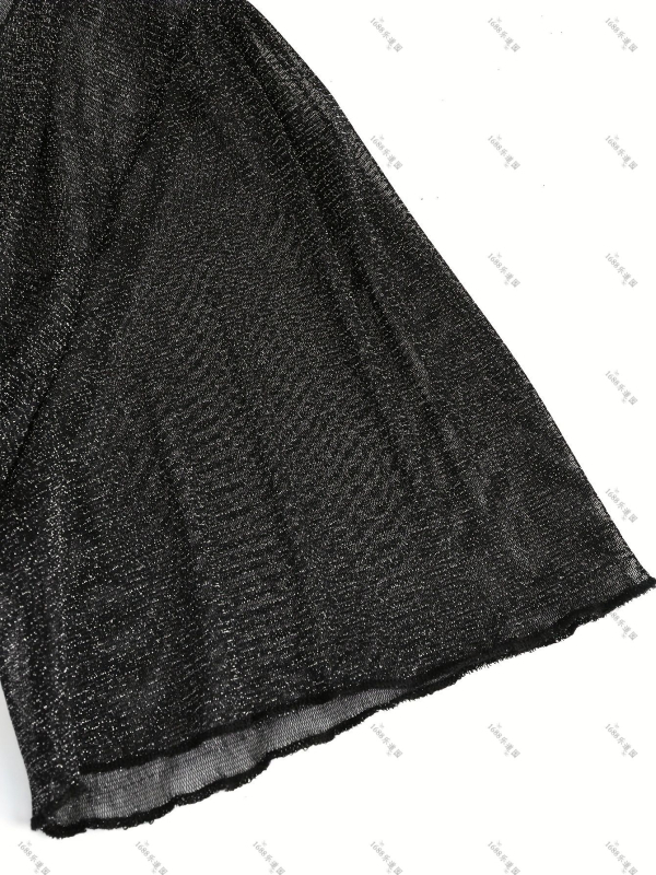 Cardigan subțire scurt pentru femei – transparent, fără guler, mâneci trei sferturi, poliester 95%+