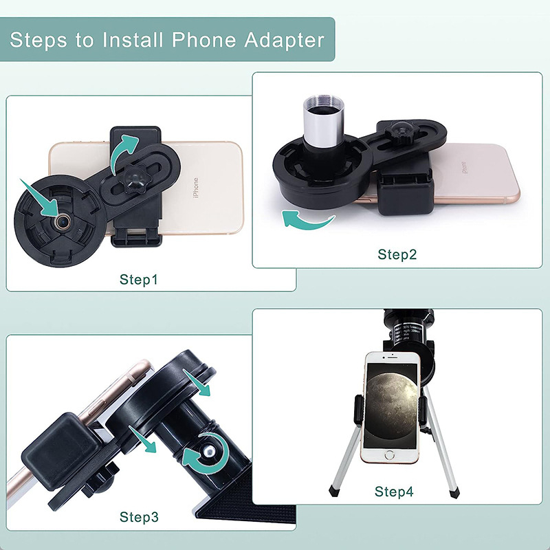 Φορητό διαθλαστικό τηλεσκόπιο με προσαρμογέα για smartphone και ασύρματο τηλεχειριστήριο, μεγέθυνση 15X-150X, μονόφθαλμο αστρονομικό τηλεσκόπιο