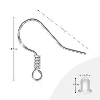 Γάντζοι σκουλαρικιών από χαλκό, ηλεκτροπλατινωμένοι, 100 τεμάχια με ελαστικά πώματα για DIY κοσμήματα