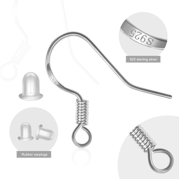 Γάντζοι σκουλαρικιών από χαλκό, ηλεκτροπλατινωμένοι, 100 τεμάχια με ελαστικά πώματα για DIY κοσμήματα