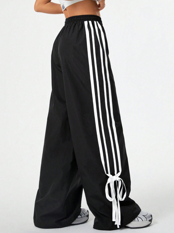 Дамски панталони с висока талия и широки крачоли, полиестер-нейлон смесена тъкан, зимна колекция 2024, ежедневни