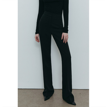 Дамски панталони с висока талия и драпирани широки крачоли, джобове, градски стил; пролет 2025; без нужда от гладене; основен плат 30–50%