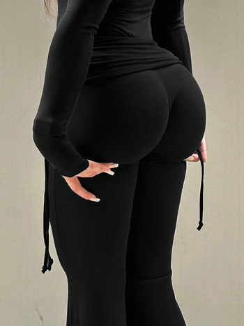 Дамски ежедневни панталони с висока талия и тесен крой, смес вискоза и полиестер, зима 2024, микроеластичност