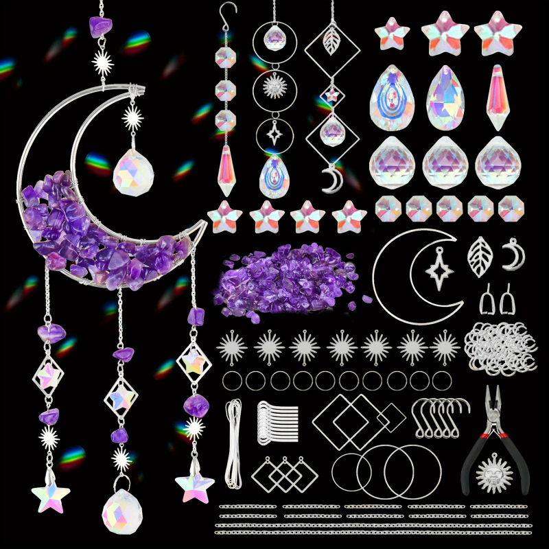 Mjesec kristalni sun catcher DIY set - 300 kom.; Materijal: staklo; Pakiranje: plastična kutija; Stil: pastoralno